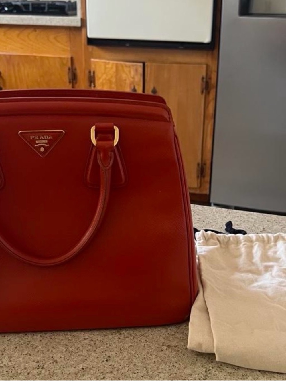 Prada Red Medium Saffiano Leather Top-Handle Bag